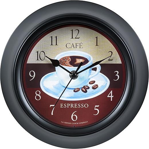 La Crosse Clock 404-3623C 9-inch Café Quartz Wall Clock