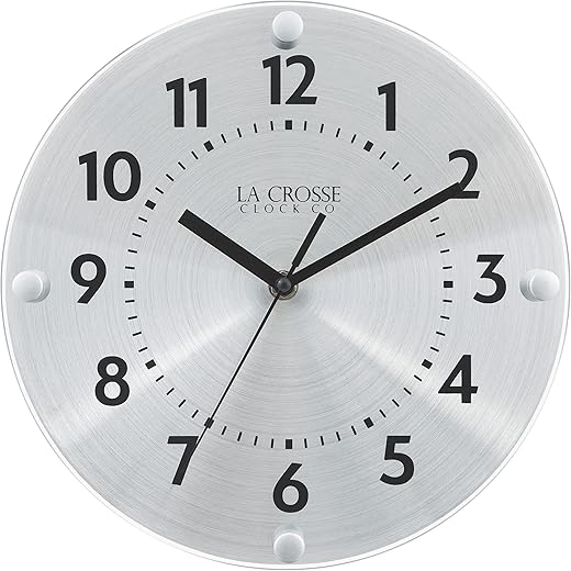 La Crosse Clock 404-3725 10-inch Orion Metal Wall Clock with Silent Movement