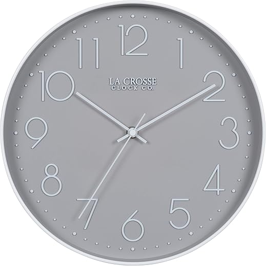 La Crosse Technology 12-Inch Everly Silent Analog Gray Quartz Wall Clock - 404-3831-INT