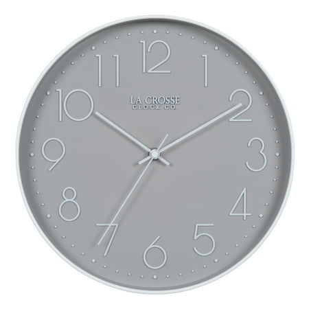 La Crosse Clock Co. 12-inch Everly Gray Silent Quartz Analog Clock, 404-3831-Int