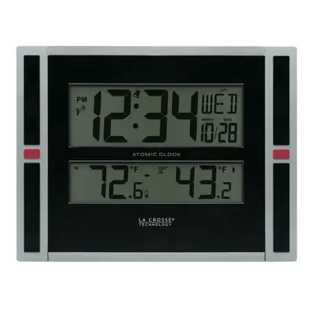 La Crosse Technology 11 Modern Atomic Digital Tabtletop / Wall Clock with Temperature, 513-149-INT