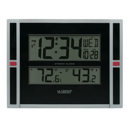 La Crosse Technology 11 Modern Atomic Digital Tabtletop / Wall Clock with Temperature, 513-149-INT