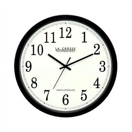 La Crosse Technology 14 in. L X 14 in. W Indoor Modern Analog Atomic Wall Clock Glass/Plastic Black