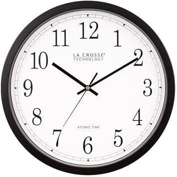 La Crosse Technology 14 in. L X 14 in. W Indoor Modern Analog Atomic Wall Clock Glass/Plastic Black