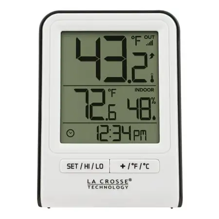 La Crosse Technology 308-1409WT-CBP Wireless Temperature & Humidity Station with Time, White