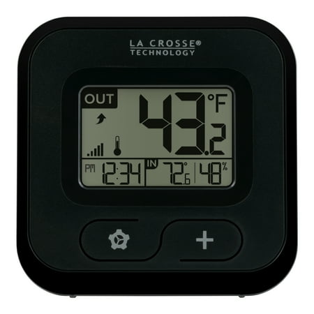 La Crosse Technology 308-147 Black Compact Battery Powered Plastic Wireless Digital Thermometer