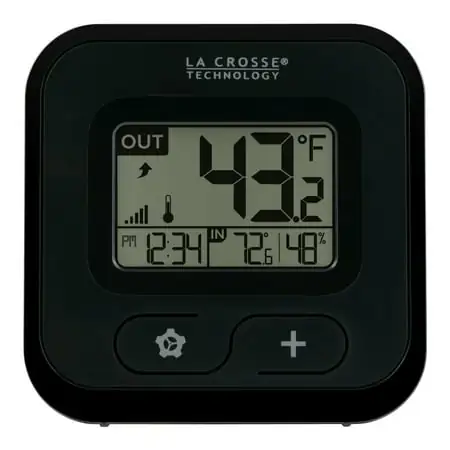 La Crosse Technology 308-147 Black Compact Battery Powered Plastic Wireless Digital Thermometer