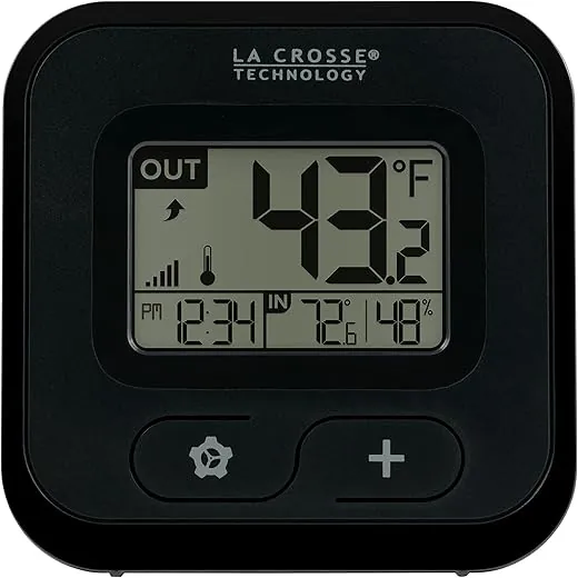 La Crosse Technology 308-147 Wireless Compact Digital Thermometer with Humidity, Black