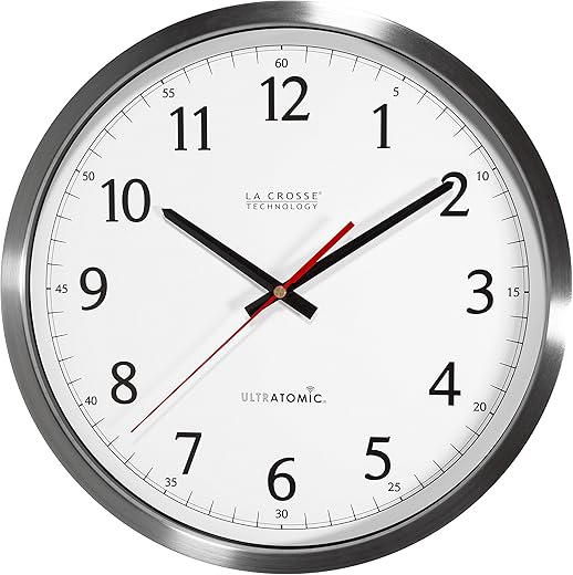 La Crosse Technology 404-1235UA-SS 14 Inch UltrAtomic Analog Stainless Steel Wall Clock