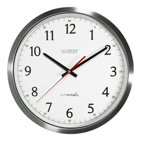 La Crosse Technology 404-1235UA-SS 14 inch UltrAtomic Analog Stainless Steel Wall Clock