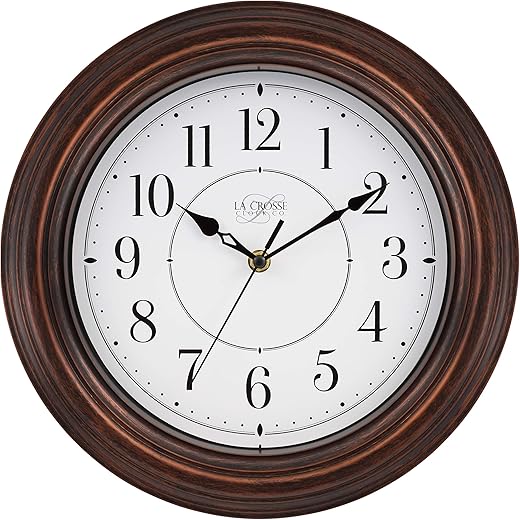 La Crosse Technology 404-2630W 12 Inch Evelyn Quartz Wall Clock with Silent Movement, 12