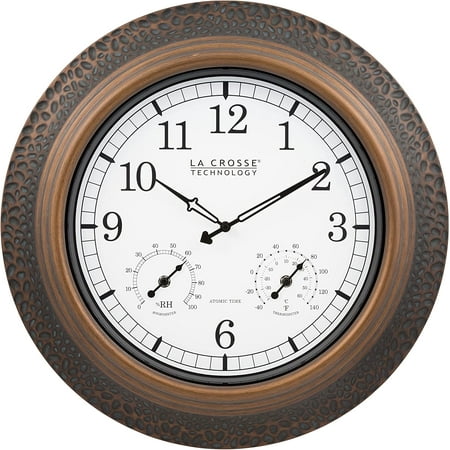 La Crosse Technology 433-3256A-INT 21-inch Bronze Indoor/Outdoor Atomic Analog Wall Clock