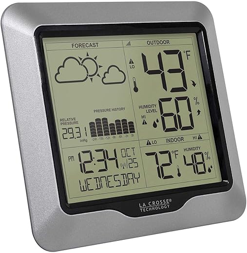 La Crosse Technology Advanced Wireless Weather Station: Dynamic Icons, Barometric Pressure, Atomic Time, Temperature/Humidity Gauge, Recording, Stylish Display, Fast Reception & Long Range (330 Feet)