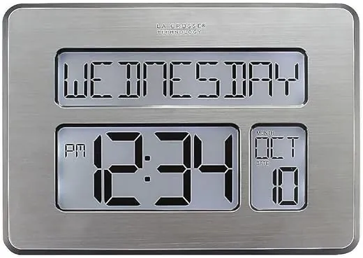 La Crosse Technology Atomic Wall/Table Clock, Metal, 7.5-inch H x 9.75-inch W x 1-inch D (C86279)