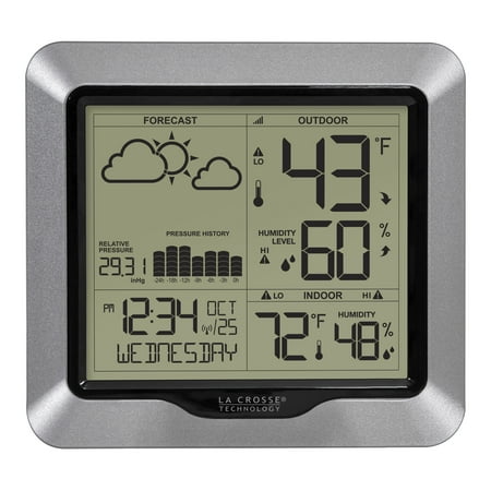 La Crosse Technology Battery-Powered Digital Weather Station with Pressure, New, 1 Ea., 308-1417