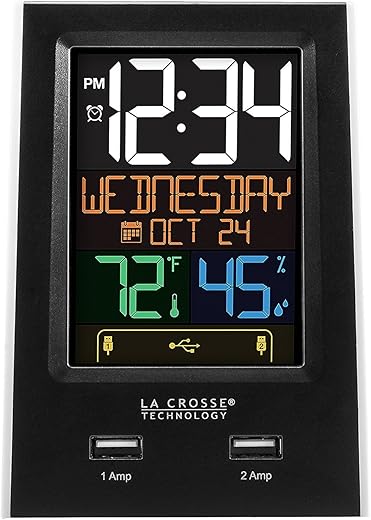 La Crosse Technology C86224 Dual USB Charging Alarm with nap Timer, 3.74