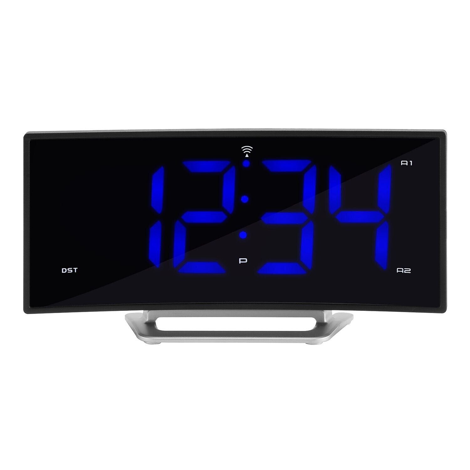 La Crosse Technology Curved Blue LED Atomic Dual Alarm Clock 1.8 Inch (617-249)