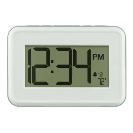 La Crosse Technology Digital White Wall Clock with Temperature & Countdown Timer, 513-113W-INT