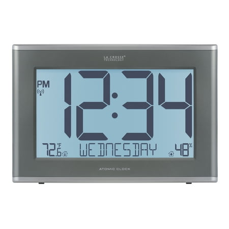 La Crosse Technology Extra-Large Soft Gray Atomic Wall/Table Digital Clock, 513-21867-Int