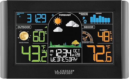 La Crosse Technology S77925-INT Wireless Color Weather Station, Black