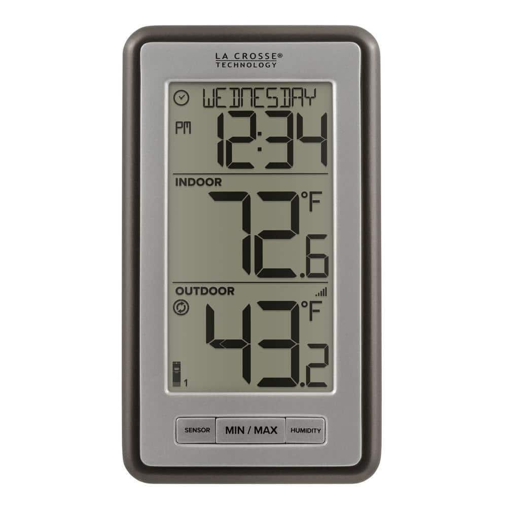 La Crosse Technology Thermometer Time Calendar Digital Display Wireless Sensor