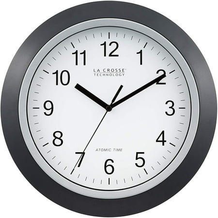 La Crosse Technology WT-3129B 12 Inch Atomic Analog Wall Clock, Black