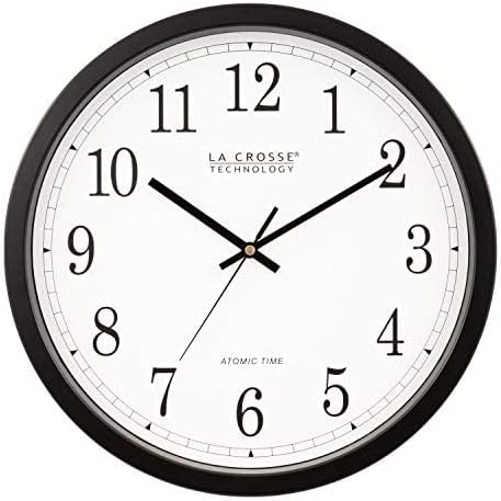 La Crosse Technology WT-3143A-INT 14-Inch Atomic Wall Clock, Automatically Adjusts for Daylight Savings Time - Black, Pack of 5