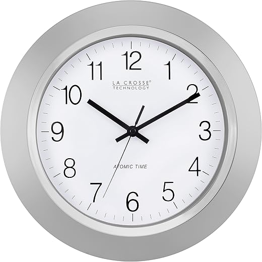 La Crosse Technology WT-3144S 14 Inch Atomic Analog Silver Wall Clock