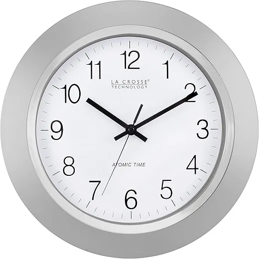 La Crosse Technology WT-3144S 14 Inch Atomic Analog Silver Wall Clock