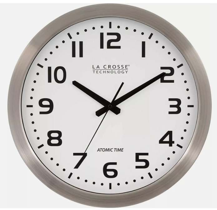 La Crosse Technology WT-3161WH-INT 16 Inch Stainless Steel Atomic Clock-White