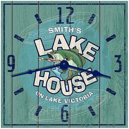 Lake House Hardboard Wall Clock - Personalized.