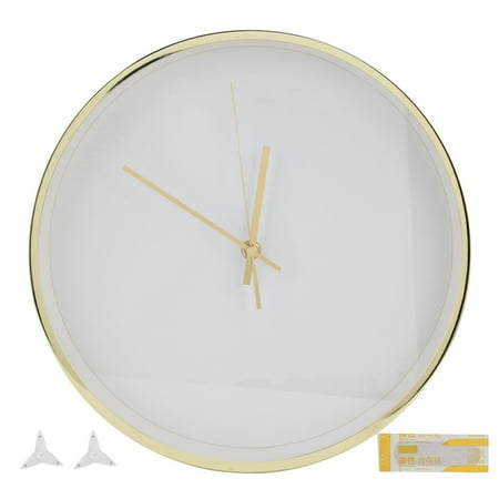 Laklulu Simple Nordic Silent Clock Metal Frame Wall Clock with Gold Shiny Silk Edgefor Bedroom Bathroom