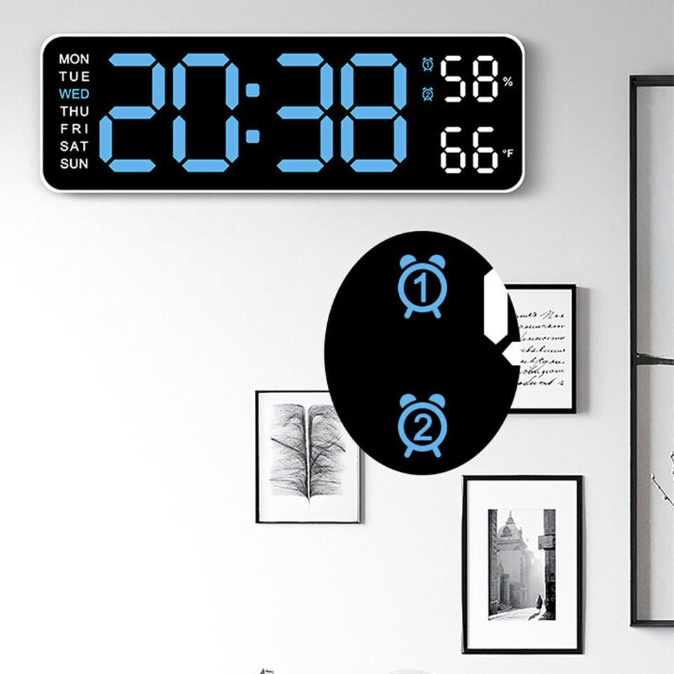 Large Digital LED Wall Clock Jumbo Display with Calendar Temperature Desk Clock