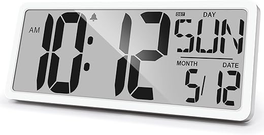 Large Digital Wall Clock 15 Inch Digital Alarm Clock for Bedroom Wall Clocks Battery Operated Digital Clock Large Display with Temperature Desk Clocks for Office Digital Clock for Living Room Decor