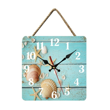 Large Farmhouse Wall Clock Distressed Wooden Clocks for Wall Art Decor Wall Decorations for Living Room, Square Shape