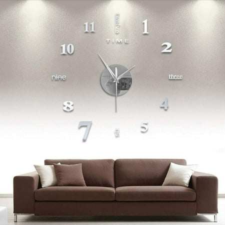 large frameless diy wall mute clock 3d mirror surface sticker home office decor wall clock decor led digital alarm clocks for bedrooms mute