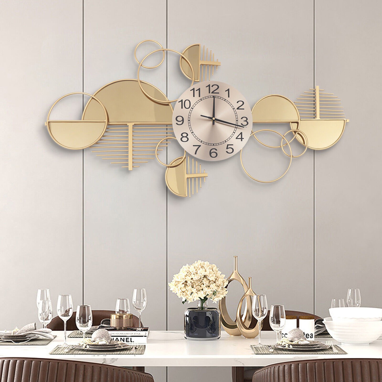 Large Luxury Gold Wall Clock Nordic Style Metal Clocks Home Living Room Decor