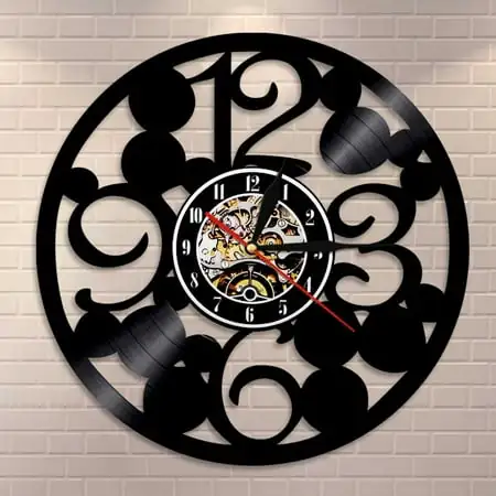 Large Numbers Wall Clock Contemporary Kitchen Wall Clock Made Out Of Real Vinyl Record Big Numbers Simple Abstract Clock