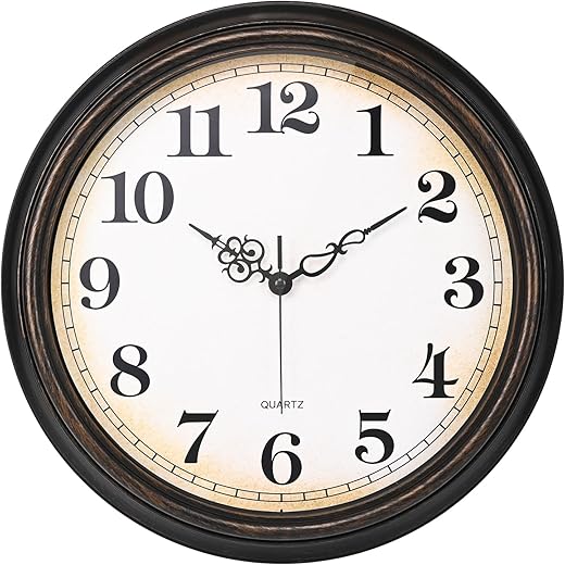 Large Wall Clock 16 Inch Silent Non-Ticking Vintage Wall Clocks Battery Operated for Living Room (Bronze)