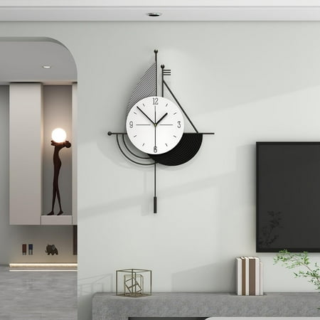 Large Wall Clock for Living Room, Modern Decorative Metal Silent Wall Clocks for Home Decor Bedroom Kitchen Office, 24 Inch Big Wall Clock Battery Operated Non Ticking Decoration Clocks Wall