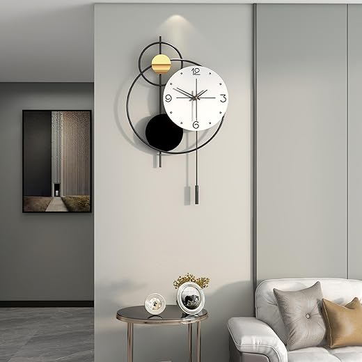 Large Wall Clock for Living Room, Modern Decorative Metal Silent Wall Clocks for Home Decor Bedroom Kitchen Office, 24 Inch Big Wall Clock Battery Operated Non Ticking Decoration Clocks Wall