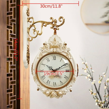 Large Wall Clock Modern Design Home Decorative Metal Clocks Watch Accurate Time Double Sided Wall Clock 12-hour Display Vintage Glass Dial Clock, Home Decor Modern Art Design Double Sided Wall Clock