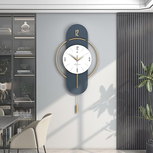 Large Wall Clocks for Living Room Decor Modern Wood Metal Silent Decoration Wall Clock Battery Operated Non-Ticking for Kitchen Bedroom Office Home 16 inch Clock Wall Decor for Indoor House