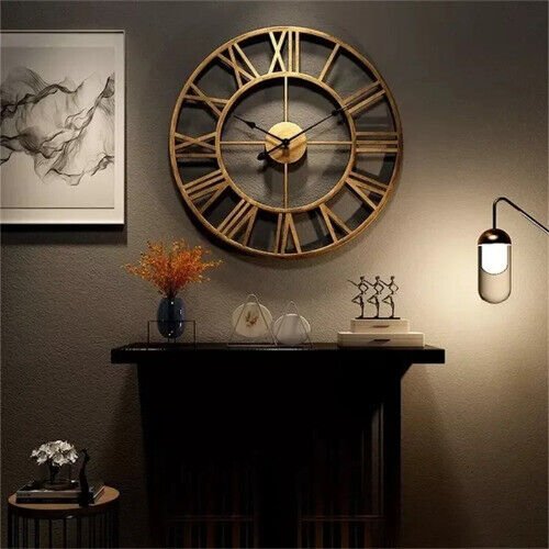 Large Wall Clocks Numerals Retro Round Accurate Silent Hanging Ornament