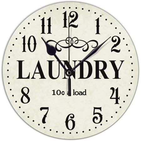 Laundry Room Wall Clock Laundry Room Pvc Clock Battery Operated Silent Decor For Office House Vintage Funny Clock 10 Inches Wall Hanging