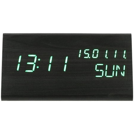 Led Alarm Clock Wood Grain Sound Control Temperature Electric Clock Desk Alarm Digital Clock