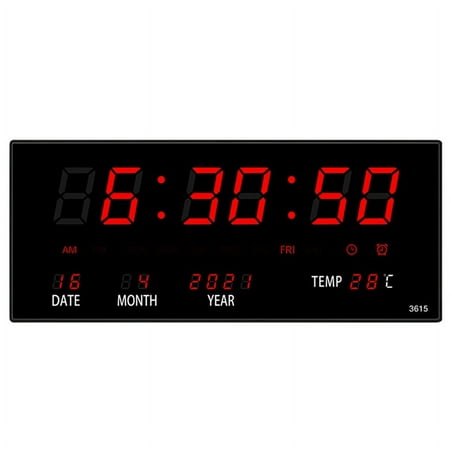 LED Calendar Electronic Clock Digital Wall Clock Alarm Hourly Chiming Temperature Table Clocks Home Office Red