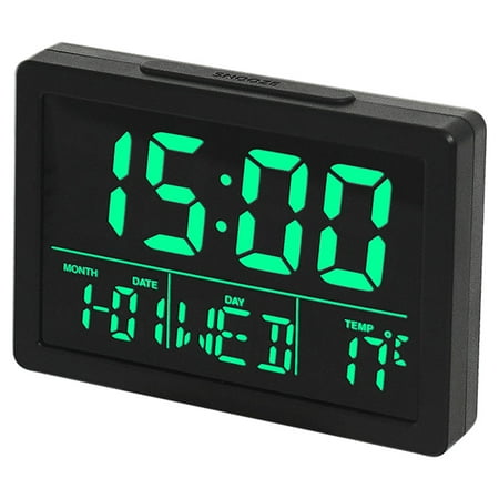 LED Digital Alarm Clock with USB Charging Port, Large Number, AM/PM, Green Bold Digits, Snooze, Adjustable Volume, Outlet Powered for Bedroom Bedside