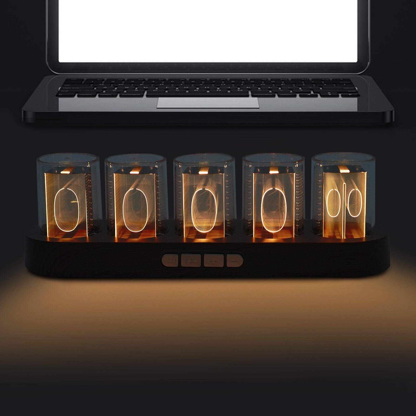 LED Digital Nixie Tube Clock Creative Desk Clock 12/24H Display Desktop Decor