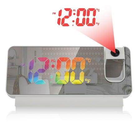 LED Digital Projector Projection Snooze Dual Alarm Clock FM Radio Timer USB Gift